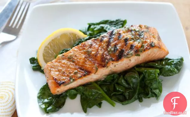 Salmone alla griglia con Basilico Limone Burro