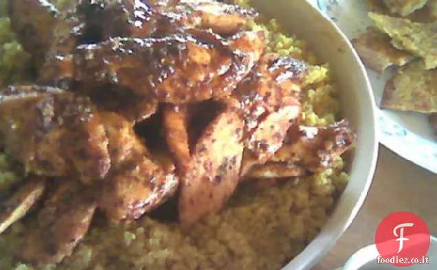 Pollo marocchino alla griglia con couscous al curry