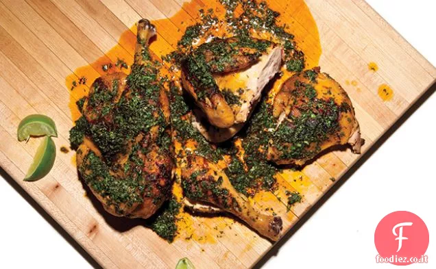 Pollo alla griglia con salsa di bordo