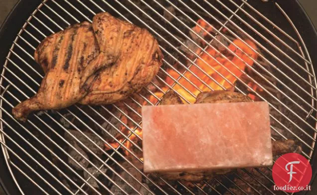 Pollo alla griglia di mattoni di sale