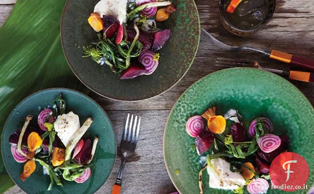 Barbabietole grigliate con Burrata e Vinaigrette di semi di Papavero