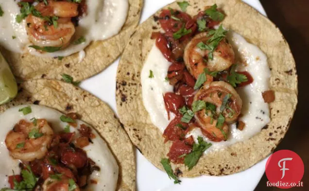 Tacos di gamberi e grane