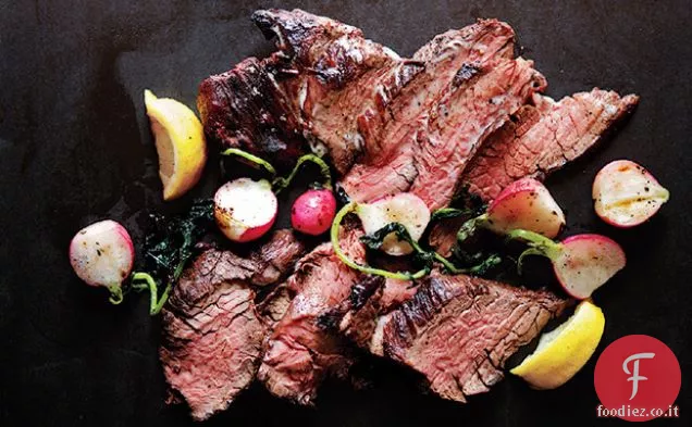 Bistecca alla griglia e Ravanelli con burro di Pepe nero