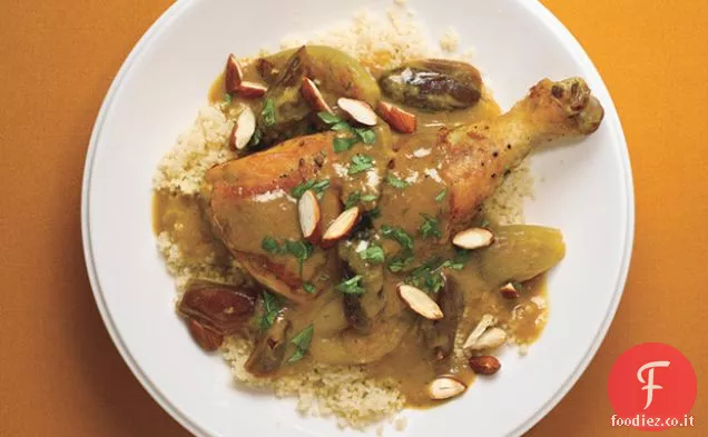 Pollo brasato con datteri e spezie marocchine