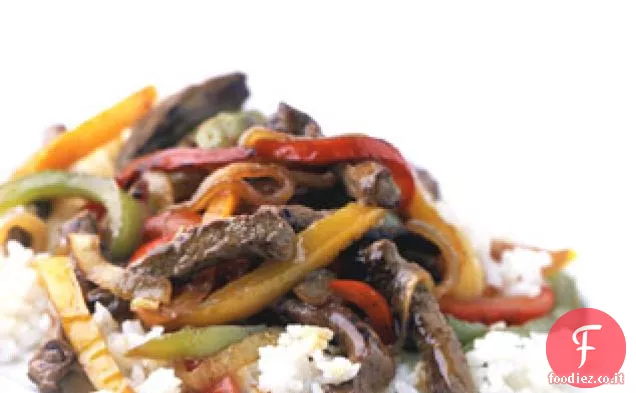 Bistecca al pepe misto con cipolle