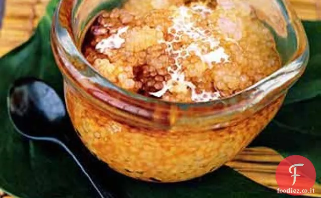 Budino di Tapioca con crema di cocco e sciroppo di zucchero di palma