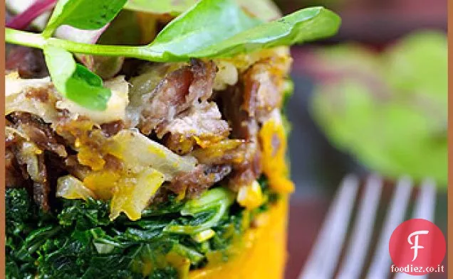 Anatra Confit, Zucca e cavolo Parmentier, con la sua insalata