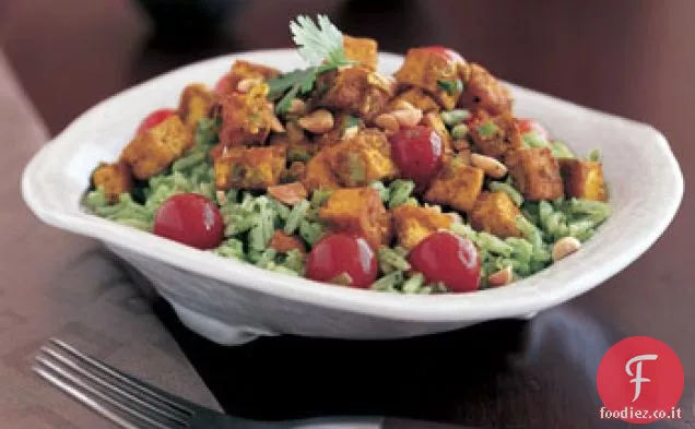 Tofu al curry di cocco con riso al gelsomino verde