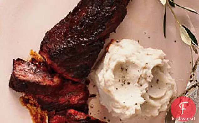 Bistecche Hanger con 125th Street Malanga Mash