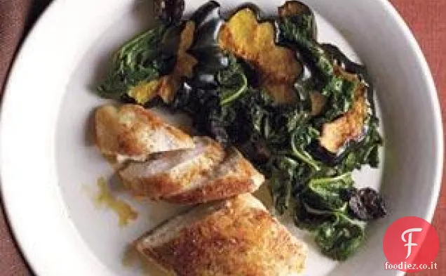 Pollo marocchino con cavolo nero e zucca arrosto