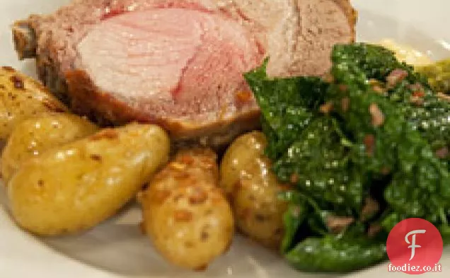 Braciole di maiale Berkshire con patate Fingerling in padella e Wil