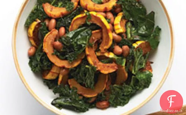 Insalata di zucca Delicata con cavolo nero e fagioli di mirtillo