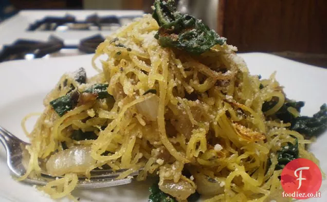 Spaghetti Zucca con Funghi e cavolo