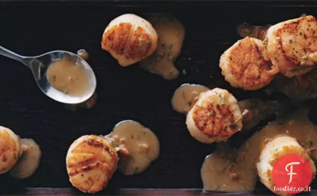 Capesante scottate con salsa al burro di dragoncello