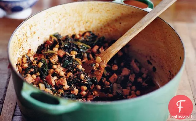 Ceci saltati con Prosciutto e Cavolo nero
