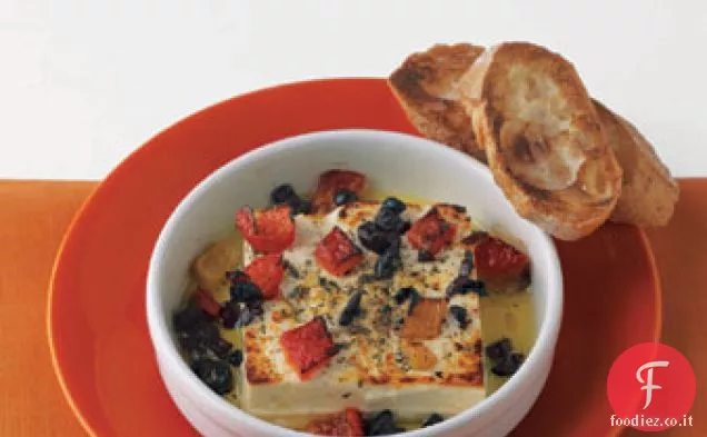 Feta Arrosto con Olive e Peperoni Rossi