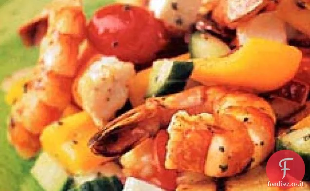 Insalata greca di gamberetti alla griglia