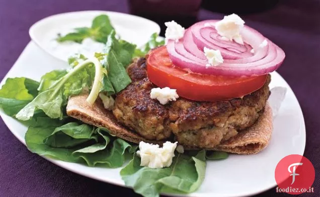 Hamburger greco con rucola, pomodori e Feta