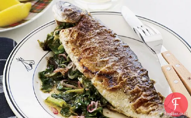 Trota scottata ripiena di scarola