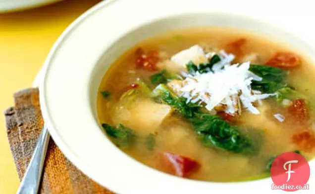 Zuppa di pollo e scarola con finocchio