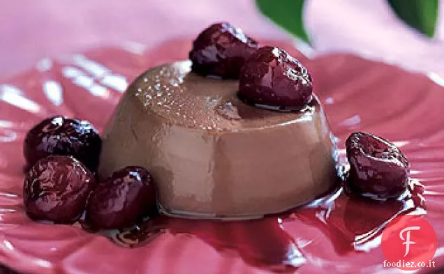 Panna Cotta al Cioccolato con Ciliegie glassate al porto e al Balsamico