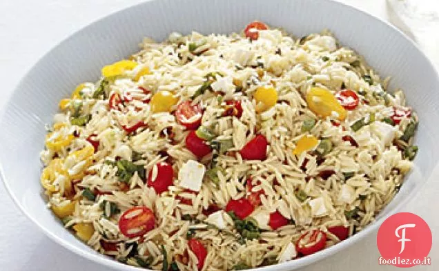 Orzo con Pomodori, Feta e cipolle verdi
