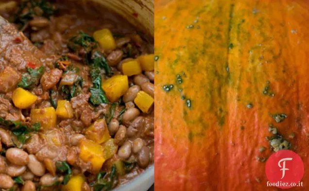 Talpa di fagioli Borlotti con zucca invernale arrosto
