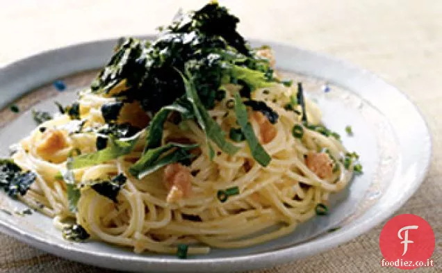 Spaghettini con condimento di uova di Pesce
