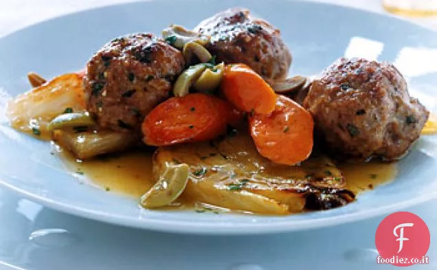 Polpette di vitello con verdure brasate
