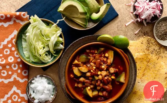 Pozole Rossa vegetariana con fagioli rossi