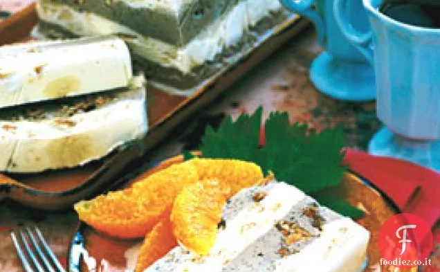 Torta Gelato al Caffè e Turron con Arance al miele e Brandy