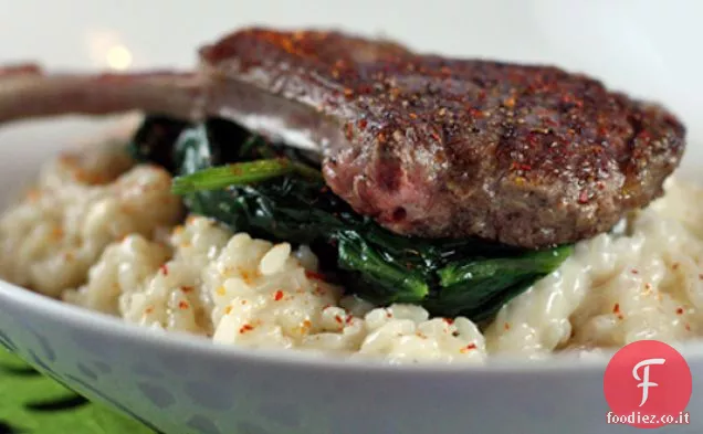 Costolette di Agnello con Risotto Classico e Spinaci