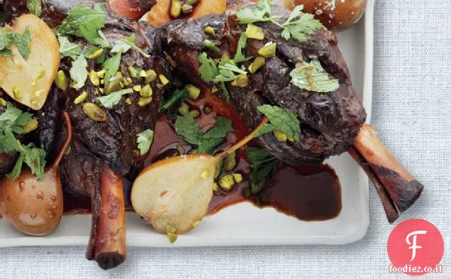 Stinchi di Agnello con Pere e Pistacchi