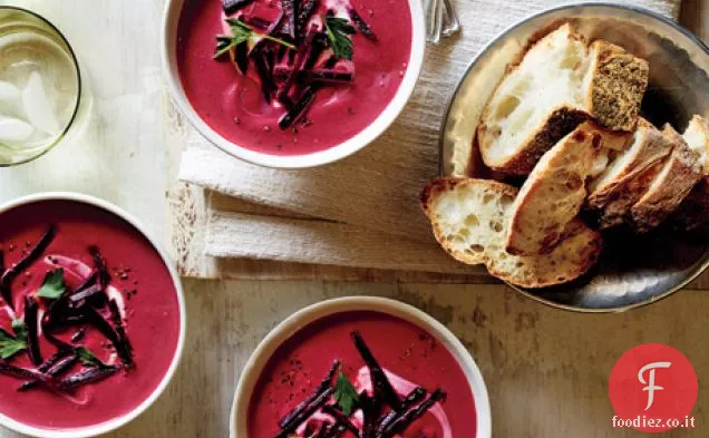 Zuppa di barbabietola, zenzero e latte di cocco