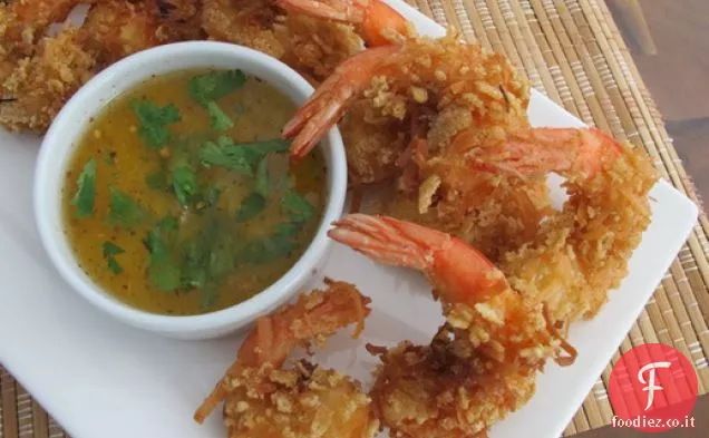 Gamberetti croccanti al cocco Chex® di riso (senza glutine) con salsa piccante all'ananas-peperoncino
