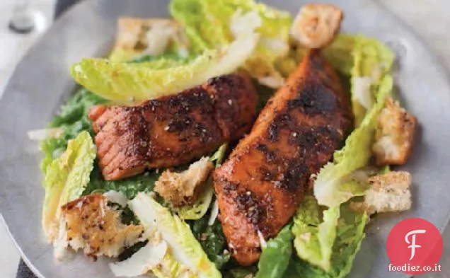 Insalata Caesar con salmone annerito Ricetta