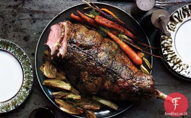 Coscia di Agnello al miele e Aceto con finocchi e carote