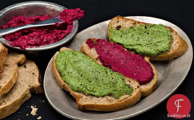 Ricetta Tartine di barbabietole e spinaci