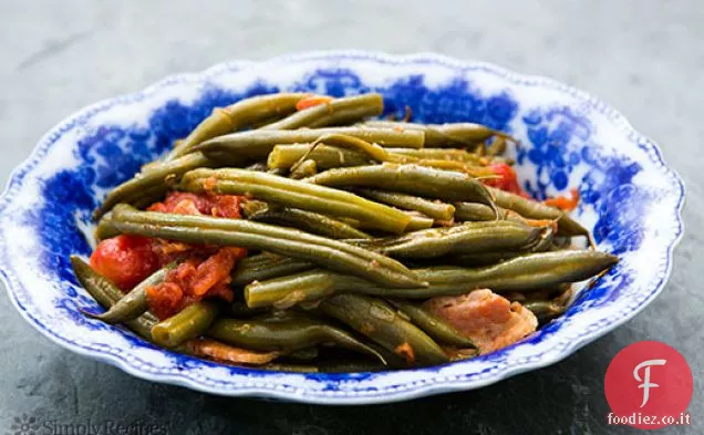 Fagiolini con Pomodori e pancetta
