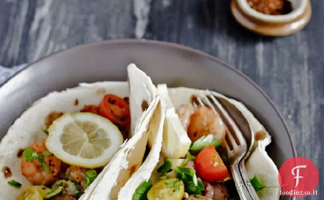 Tacos di gamberi Zenzero Aglio