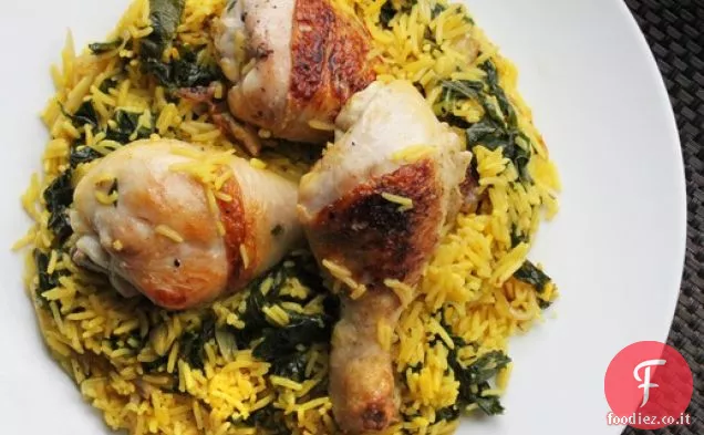 Pollo al limone e riso con cavolo