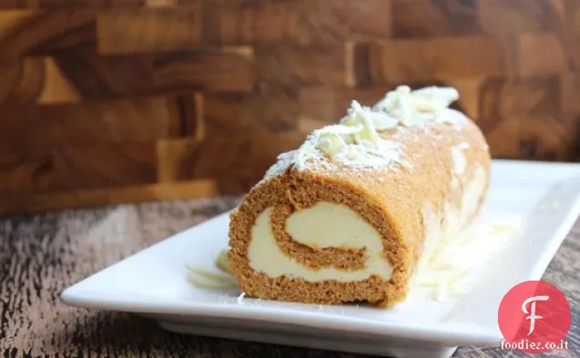 Rotolo di zucca con crema di formaggio al cioccolato bianco
