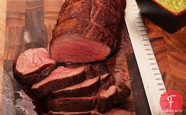 Filetto di bisonte strofinato con salsa di coriandolo piccante