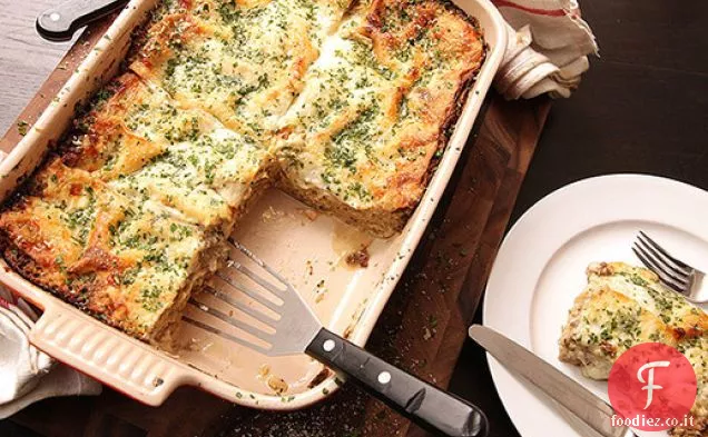 Crema di cavoletti di Bruxelles e Lasagne ai funghi