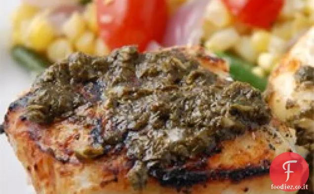 Halibut alla griglia con Coriandolo Burro all'aglio