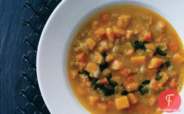 Zucca al curry e zuppa di lenticchie rosse