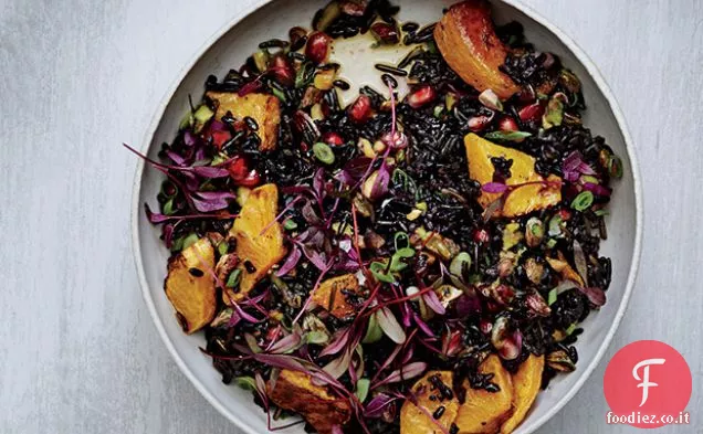 Insalata di riso nero e selvatico con zucca arrosto