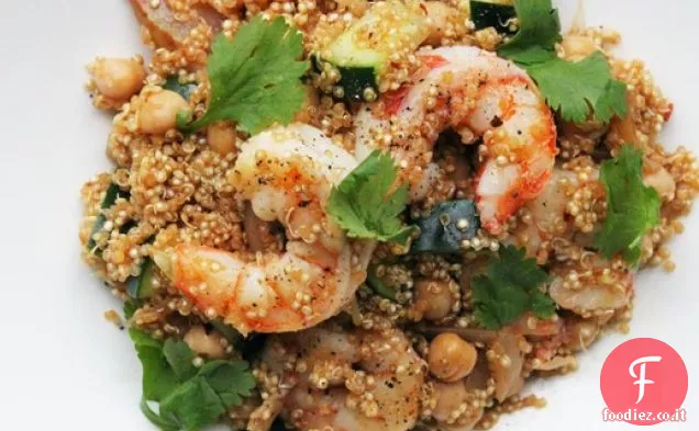 Quinoa di Harissa con gamberi e ceci
