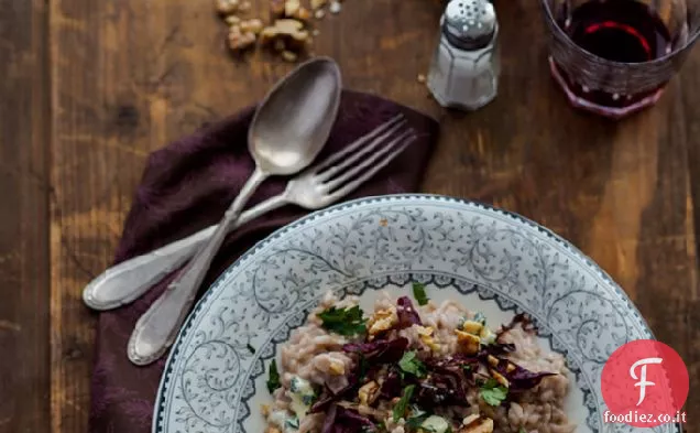 Risotto al Vino Rosso con Radicchio di Roquefort e Noci