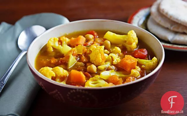 Cavolfiore al curry e zuppa di patate dolci